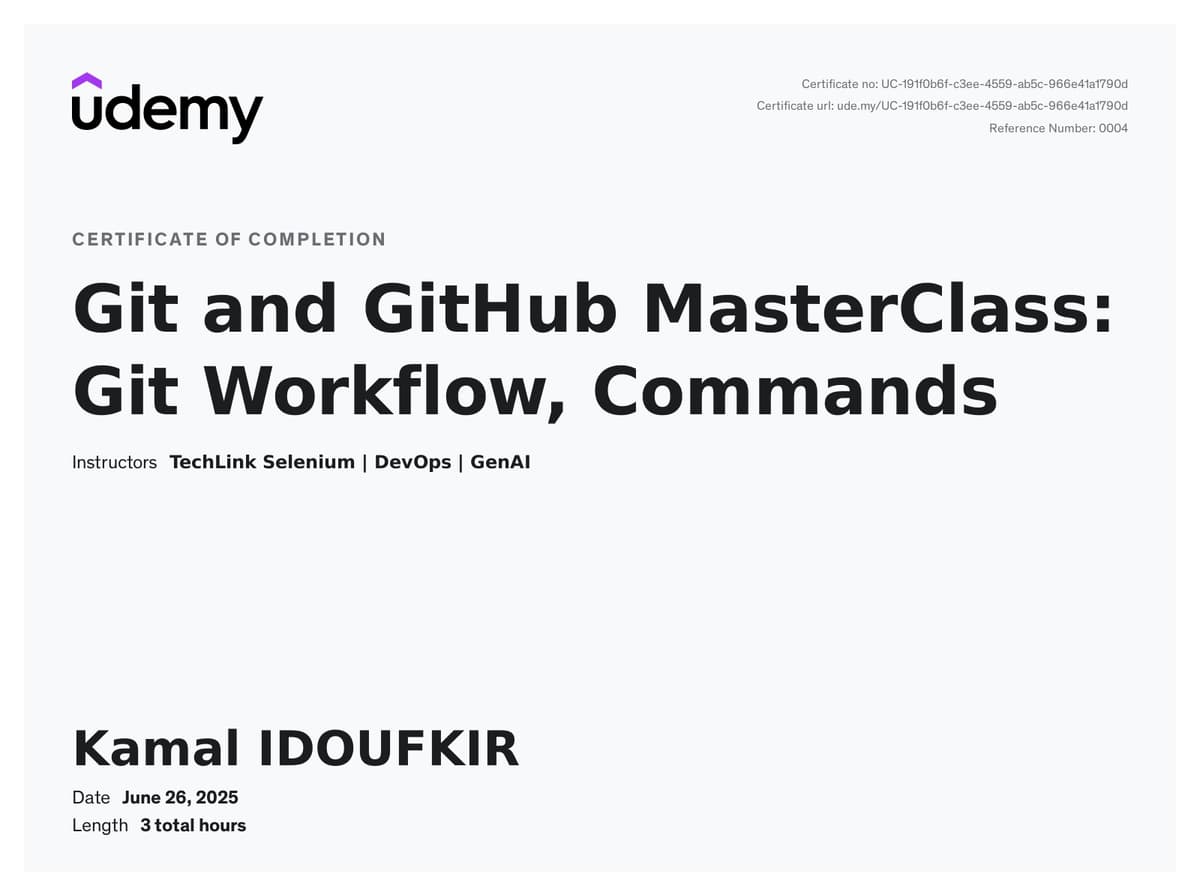 Git and GitHub MasterClass: Git Workflow, Commands
