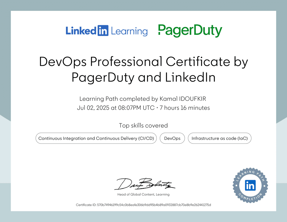 DevOps Professional Certificate by PagerDuty and LinkedIn